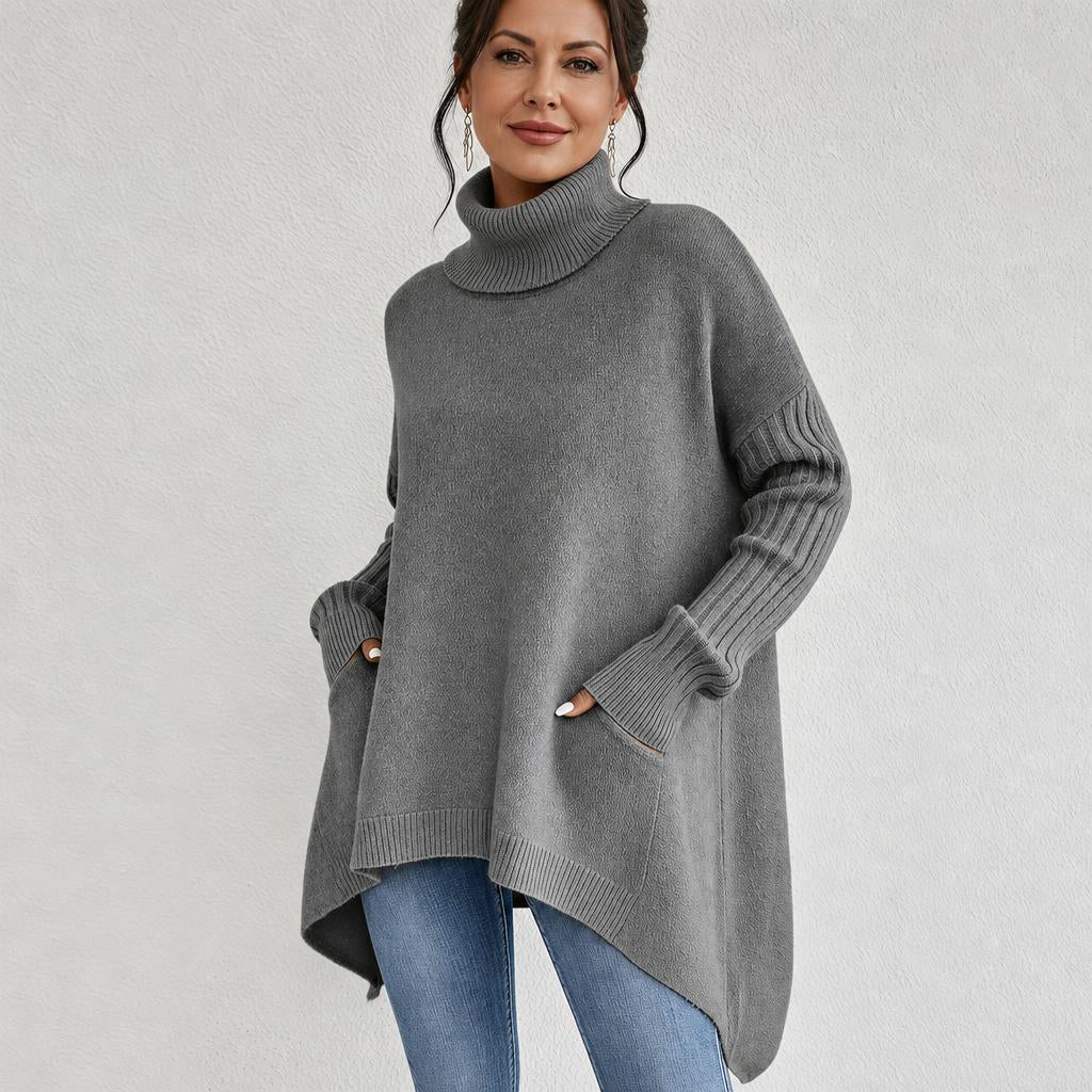 Women's Oversized Turtleneck Sweater – Comfortable Casual Wear with Pockets - We are MFEO