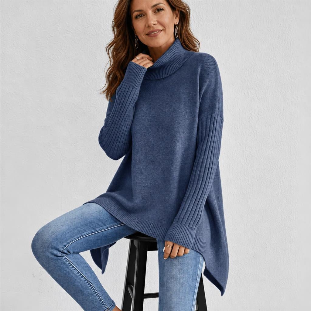 Women's Oversized Turtleneck Sweater – Comfortable Casual Wear with Pockets - We are MFEO