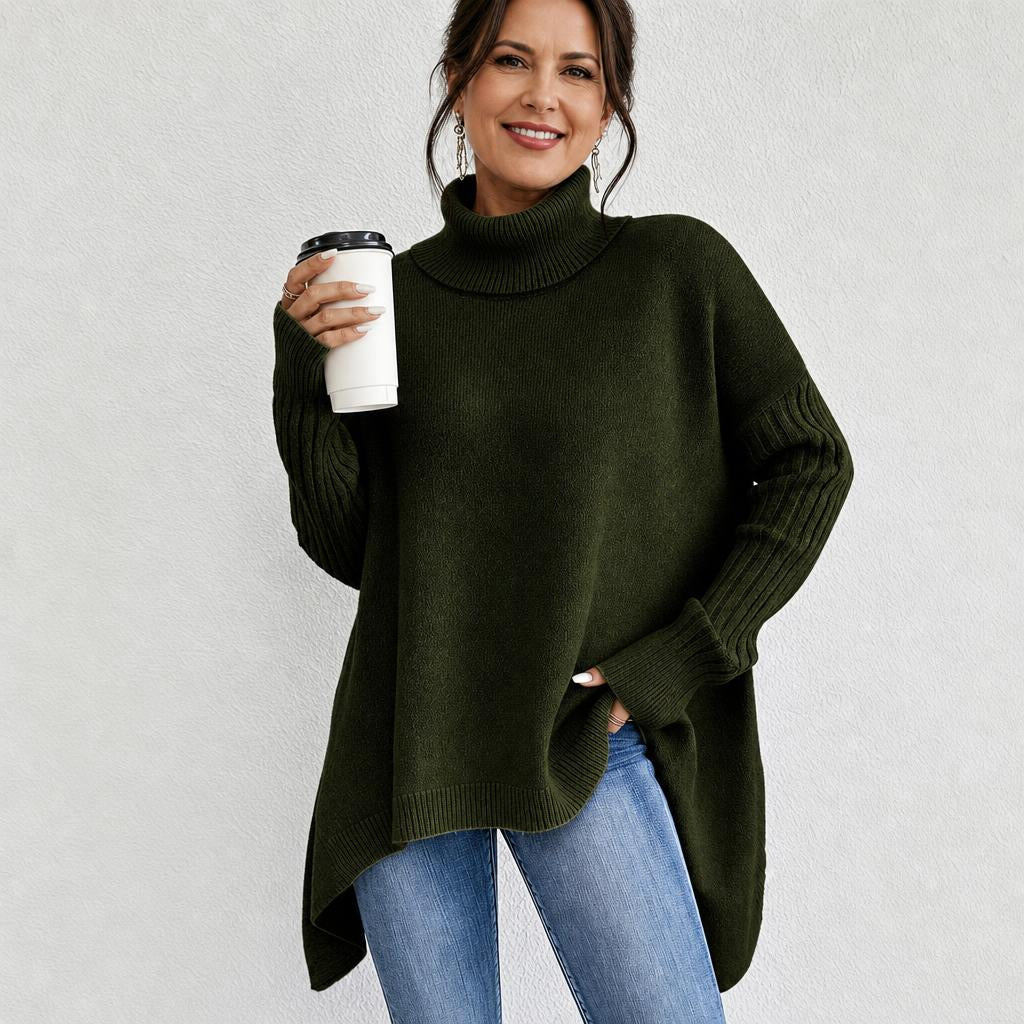 Women's Oversized Turtleneck Sweater – Comfortable Casual Wear with Pockets - We are MFEO