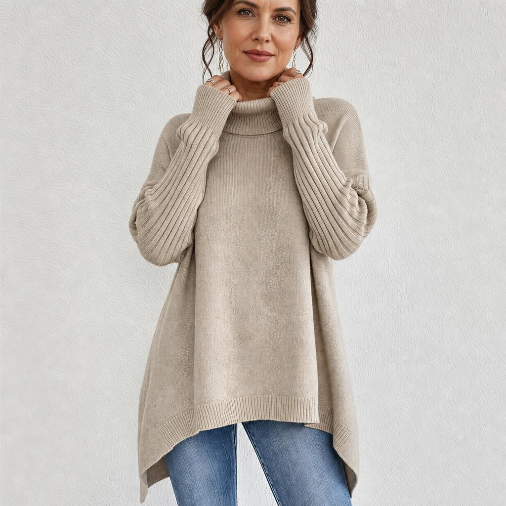 Women's Oversized Turtleneck Sweater – Comfortable Casual Wear with Pockets - We are MFEO
