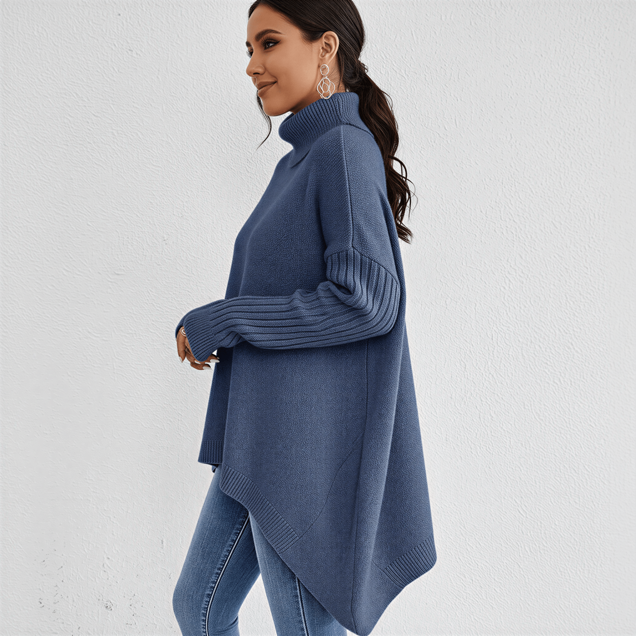 Women's Oversized Turtleneck Sweater – Comfortable Casual Wear with Pockets - We are MFEO