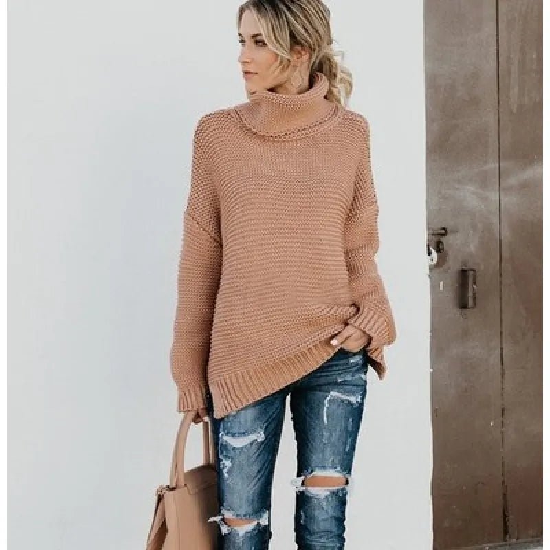 Women's Oversized Turtleneck Sweater – Relaxed Fit Knit - We are MFEO