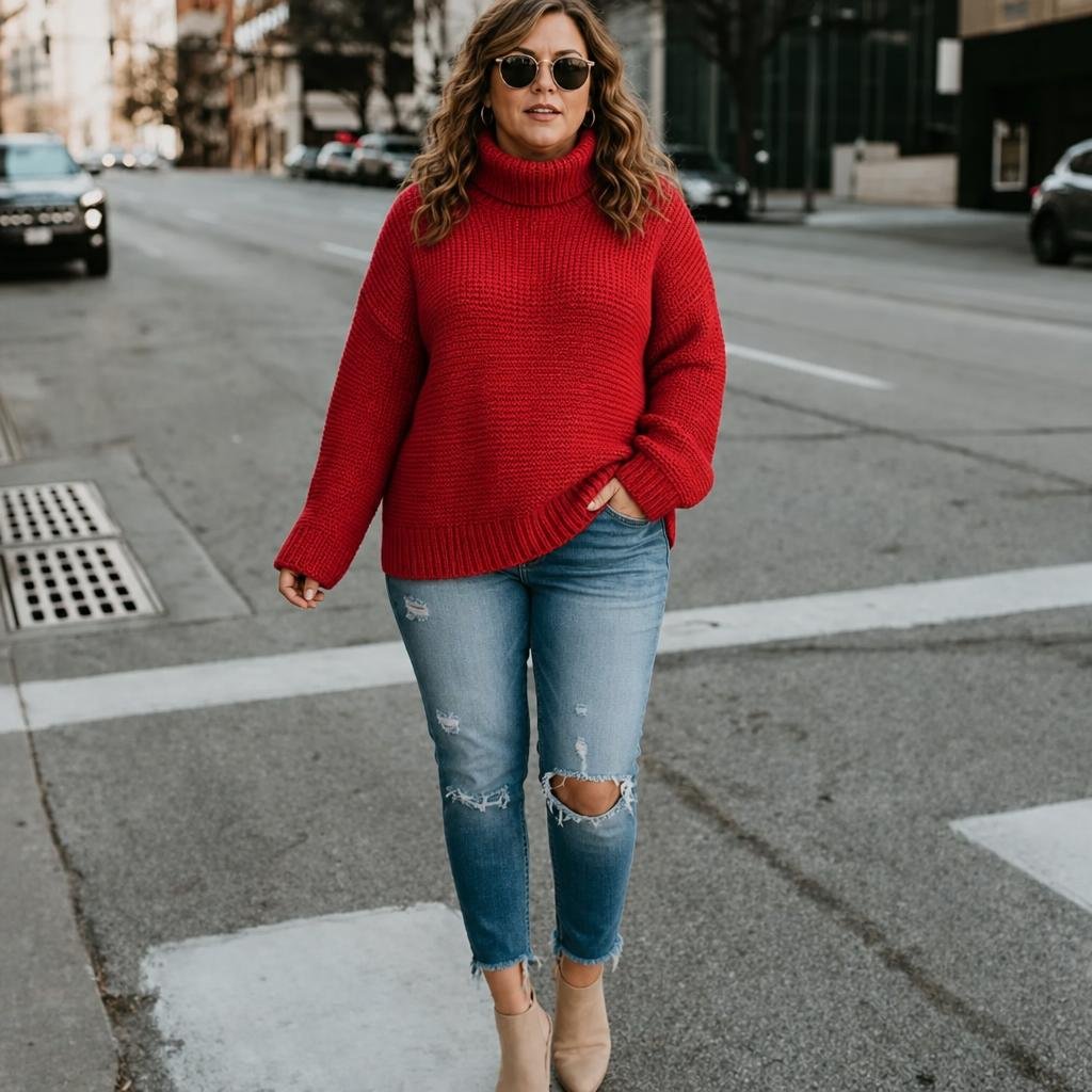 Women's Oversized Turtleneck Sweater – Relaxed Fit Knit - We are MFEO