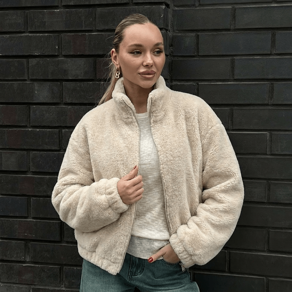 Women's Puffer Jacket for Winter – Oversized Fit with High Collar and Full Zip Closure - We are MFEO
