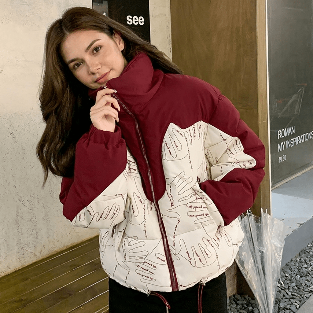 Women's Puffer Jacket for Winter – Quilted Insulated Design with Stand Collar - We are MFEO