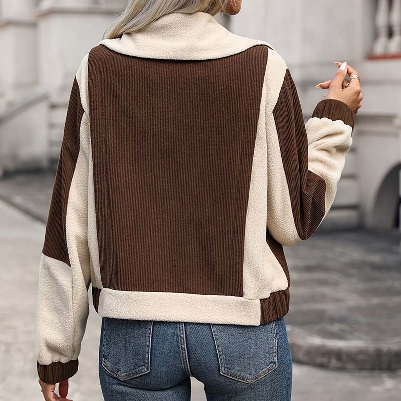 Women's Puffer Jacket for Winter – Zip-Up with Two-Tone Panels and Front Pockets - We are MFEO