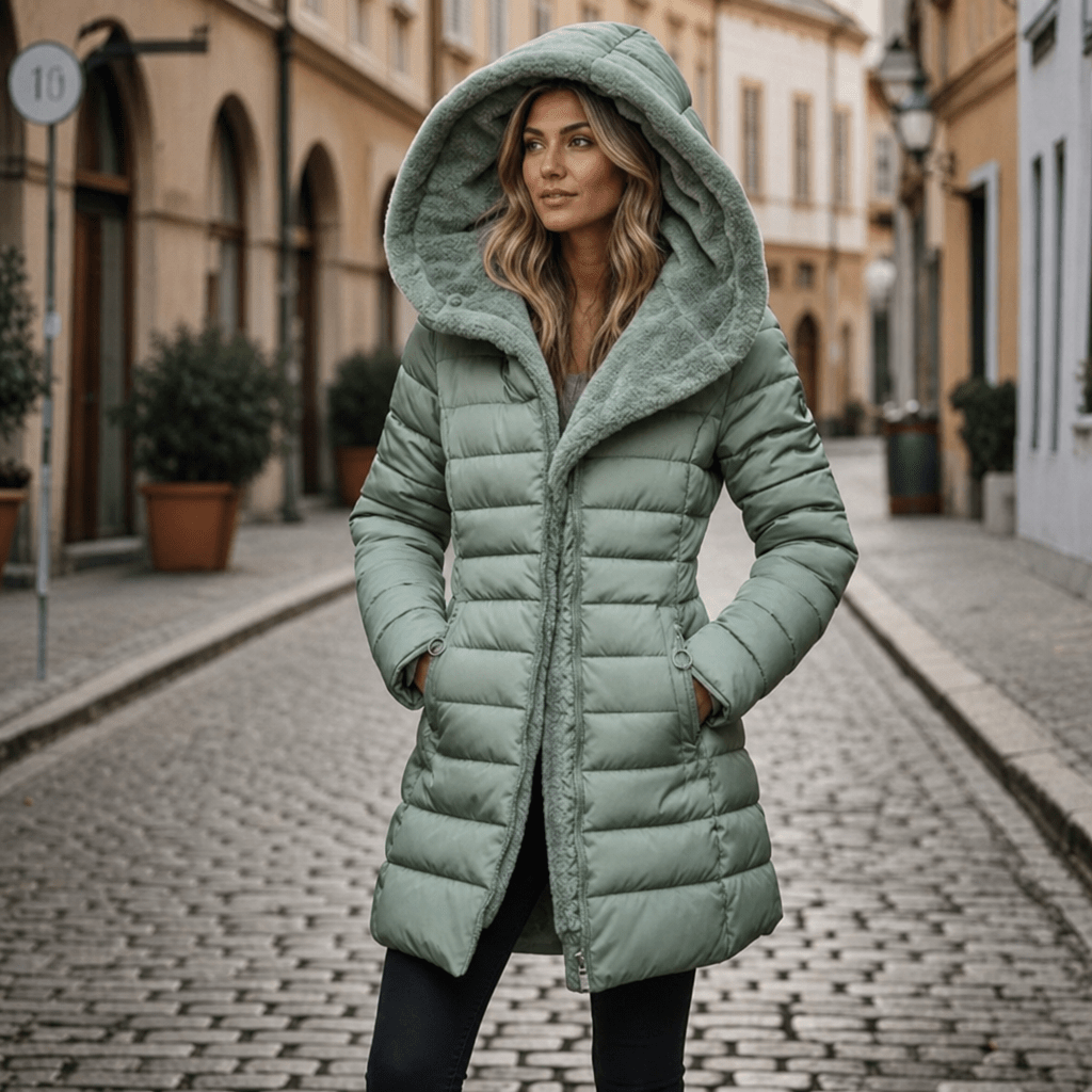 Women's Puffer Jacket – Long Hooded Quilted Winter Coat - We are MFEO