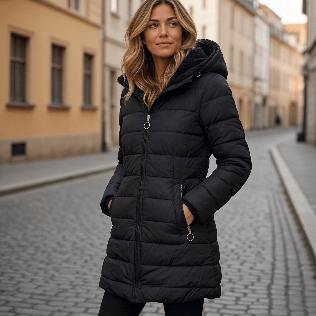 Women's Puffer Jacket – Long Hooded Quilted Winter Coat - We are MFEO