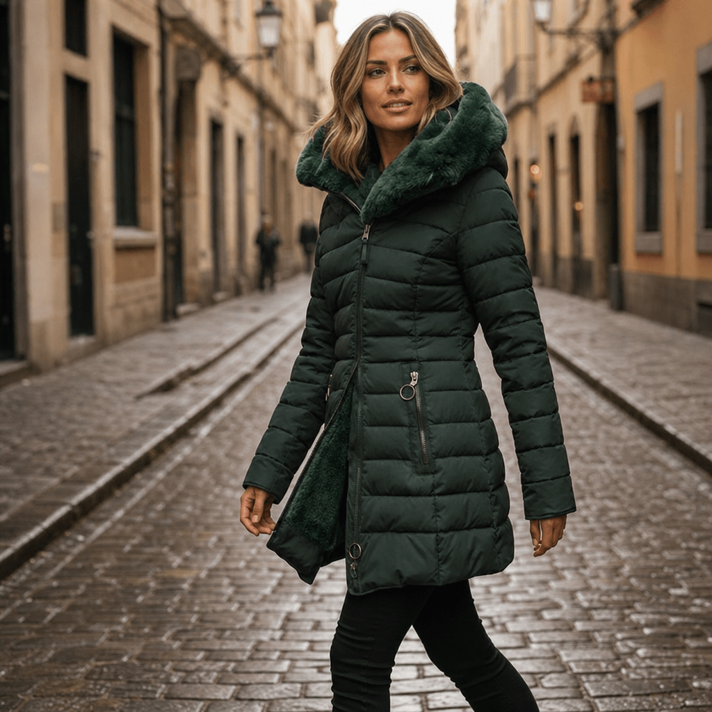 Women's Puffer Jacket – Long Hooded Quilted Winter Coat - We are MFEO