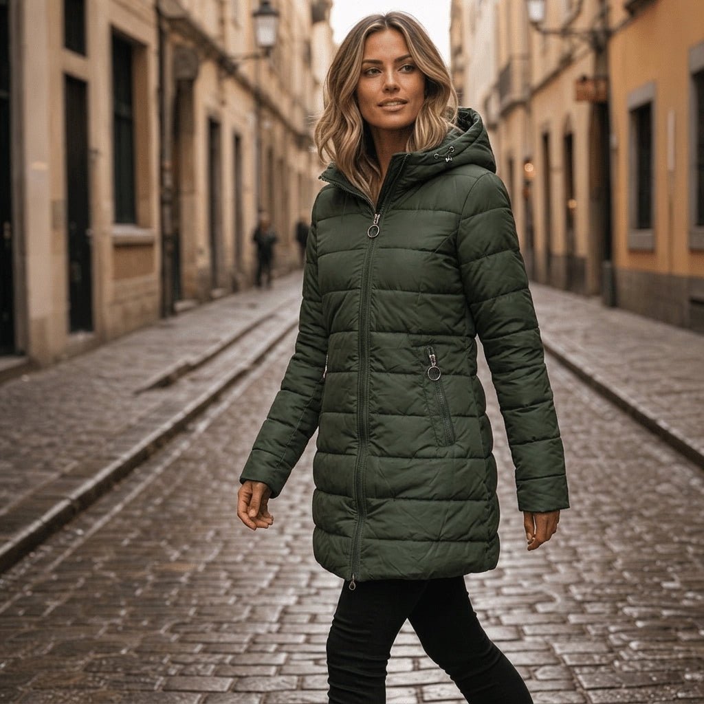 Women's Puffer Jacket – Long Hooded Quilted Winter Coat - We are MFEO