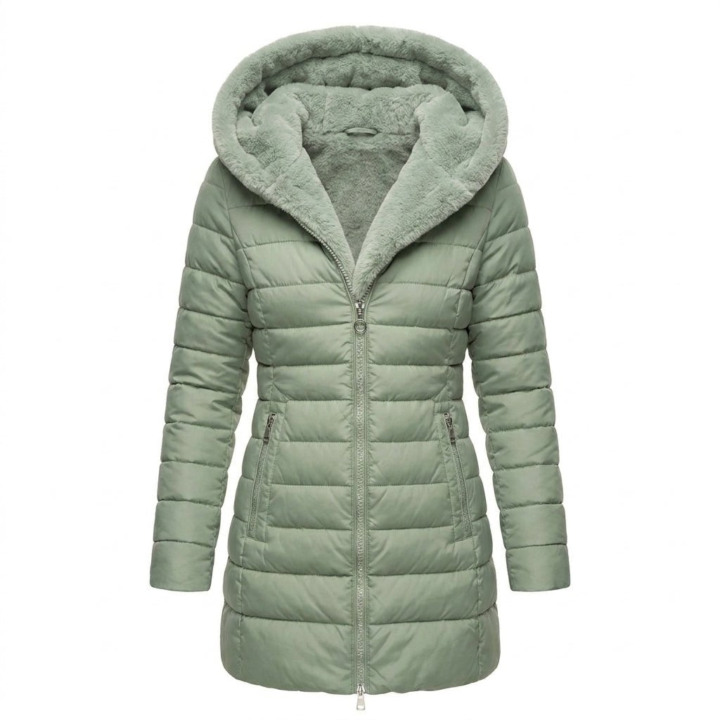 Women's Puffer Jacket – Long Hooded Quilted Winter Coat - We are MFEO