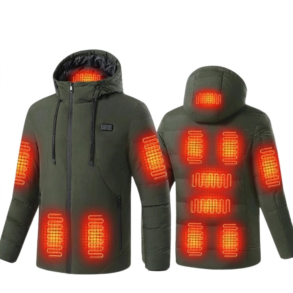 Women's Puffer Jacket with 11 Heating Zones – Quilted Longline Design for Winter Outdoors - We are MFEO