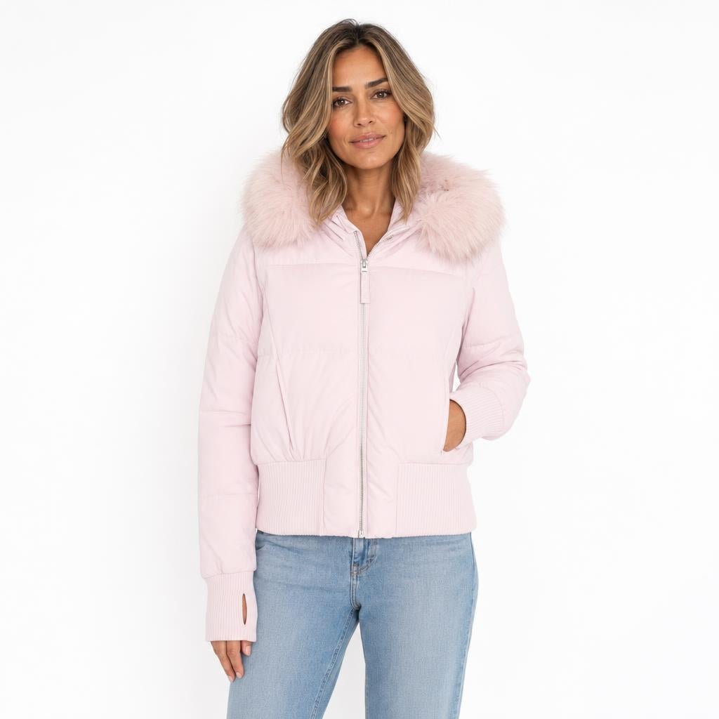 Women's Puffer Jacket with Hood – Quilted Bomber Style - We are MFEO