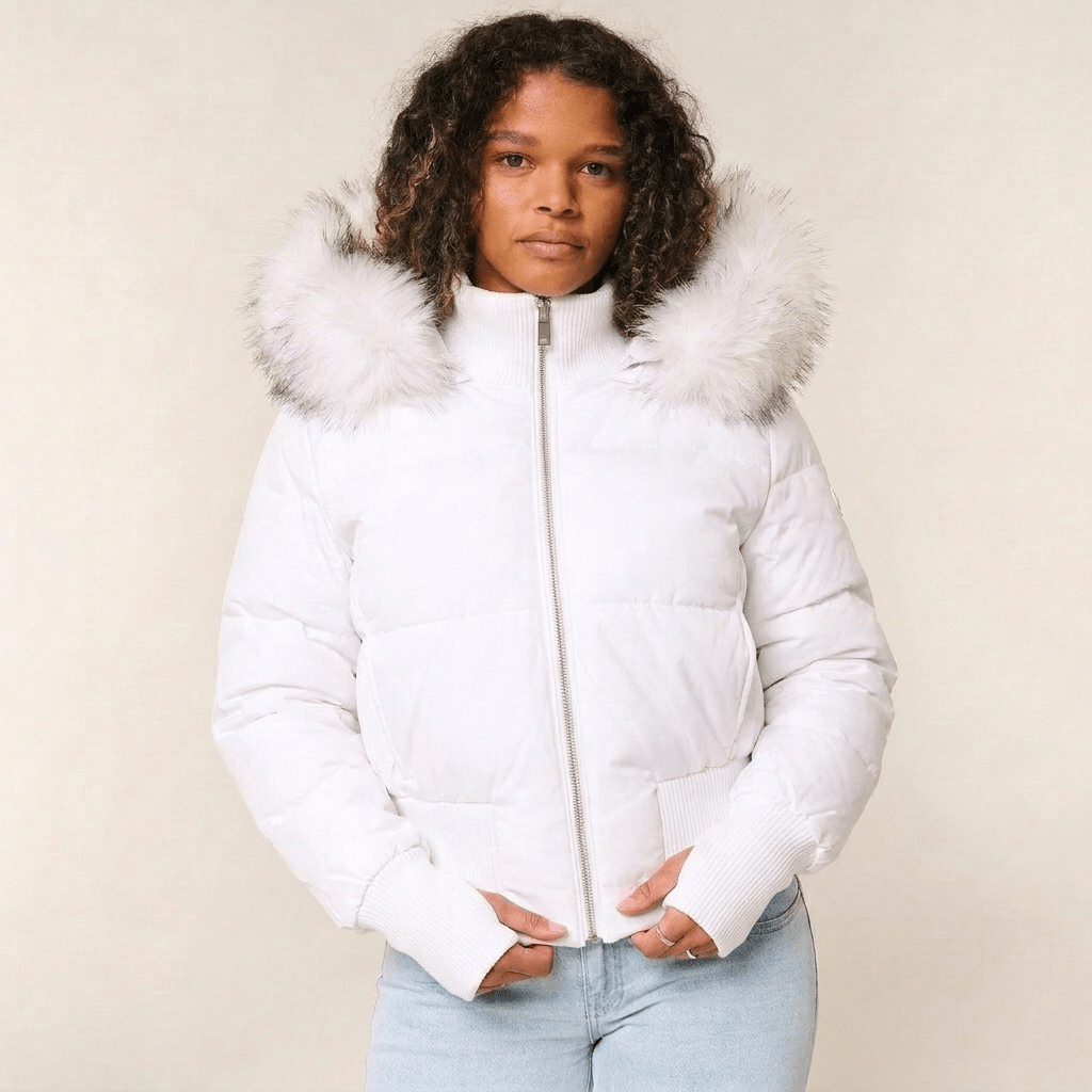 Women's Puffer Jacket with Hood – Quilted Bomber Style - We are MFEO