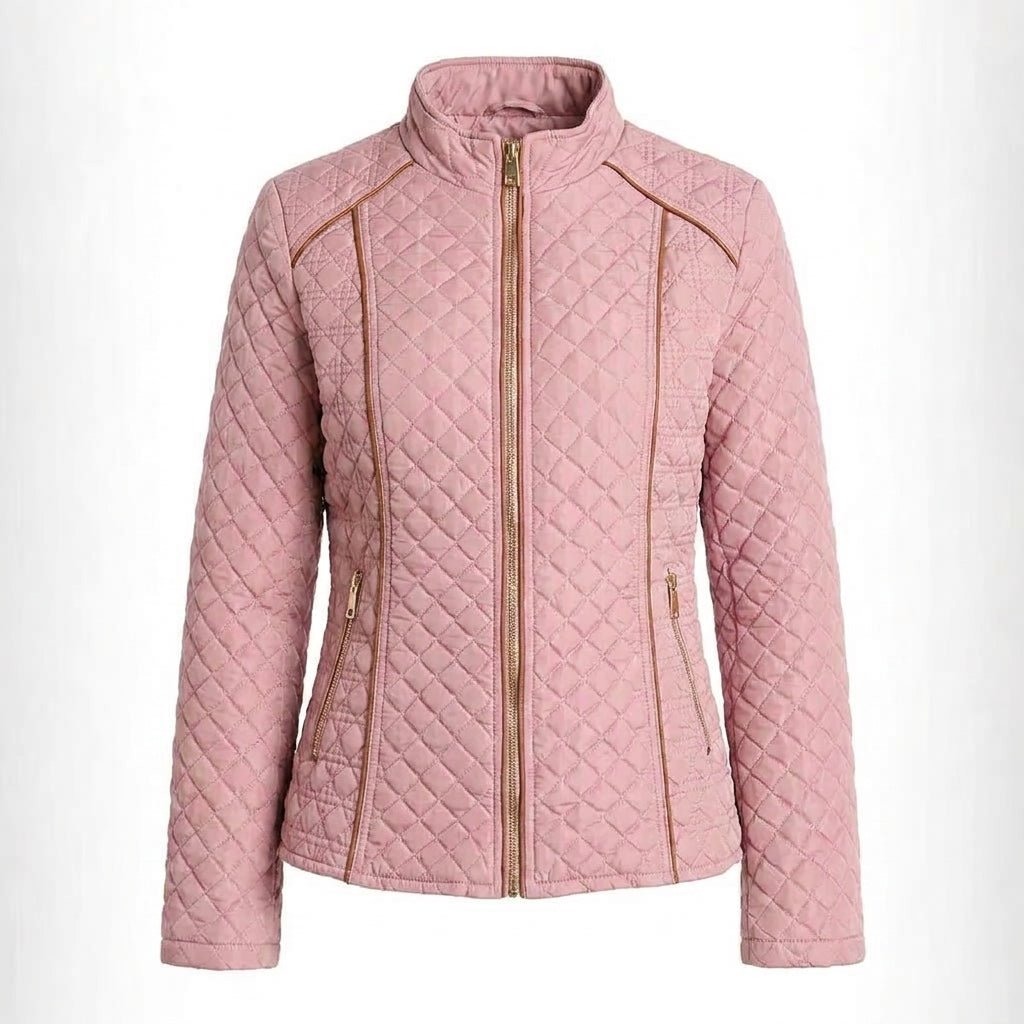Women's Quilted Jacket for Winter – Zip Up with Stand Collar and Side Pockets - We are MFEO