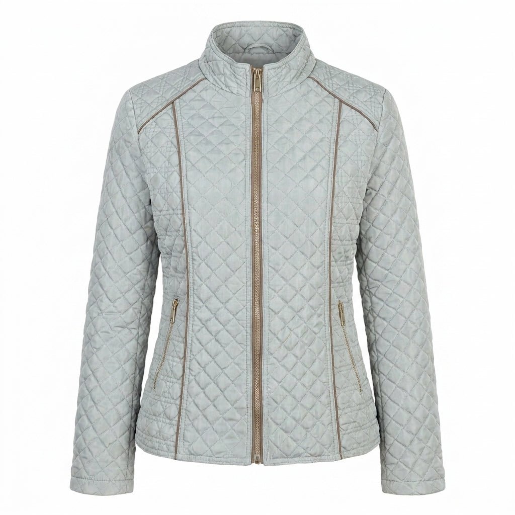 Women's Quilted Jacket for Winter – Zip Up with Stand Collar and Side Pockets - We are MFEO