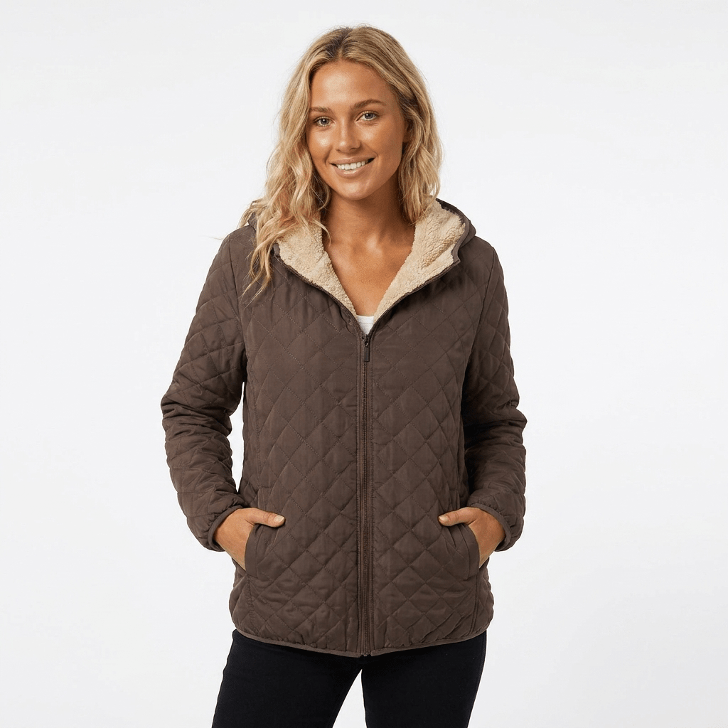 Women's Quilted Jacket with Hood – Lightweight Zip-Up - We are MFEO