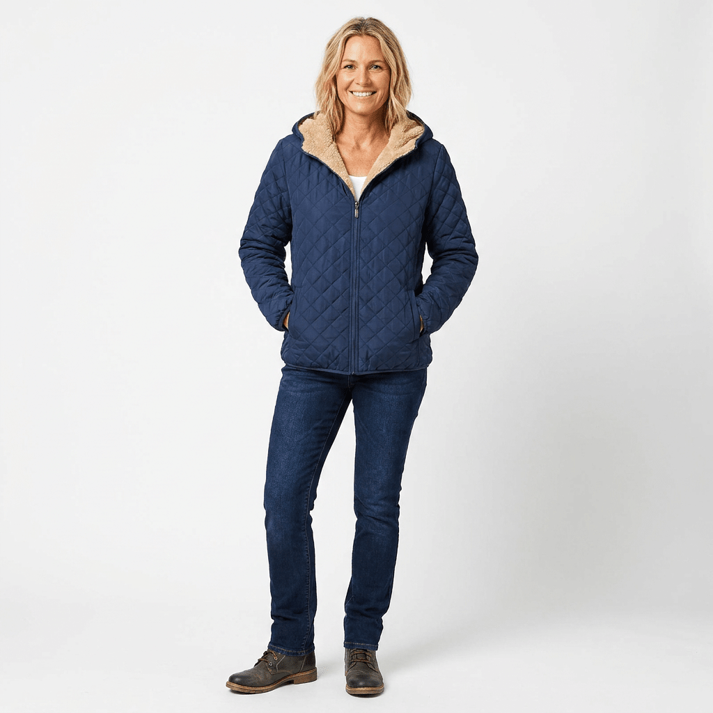 Women's Quilted Jacket with Hood – Lightweight Zip-Up - We are MFEO
