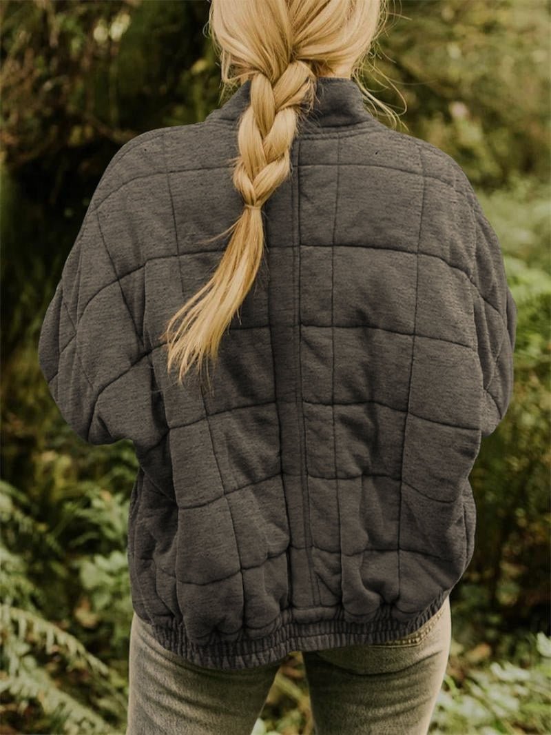 Women's Quilted Jacket with Zip Front – Casual Layer for Cooler Months, Relaxed Fit - We are MFEO