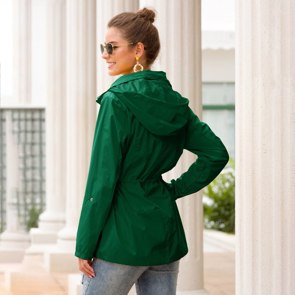 Women's Rain Jacket – Lightweight Waterproof Hooded Design with Drawstring Waist - We are MFEO