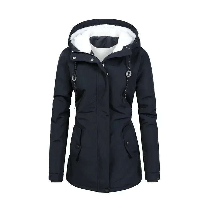 Women's Rain Jacket with Adjustable Waist – Waterproof Hooded Design - We are MFEO