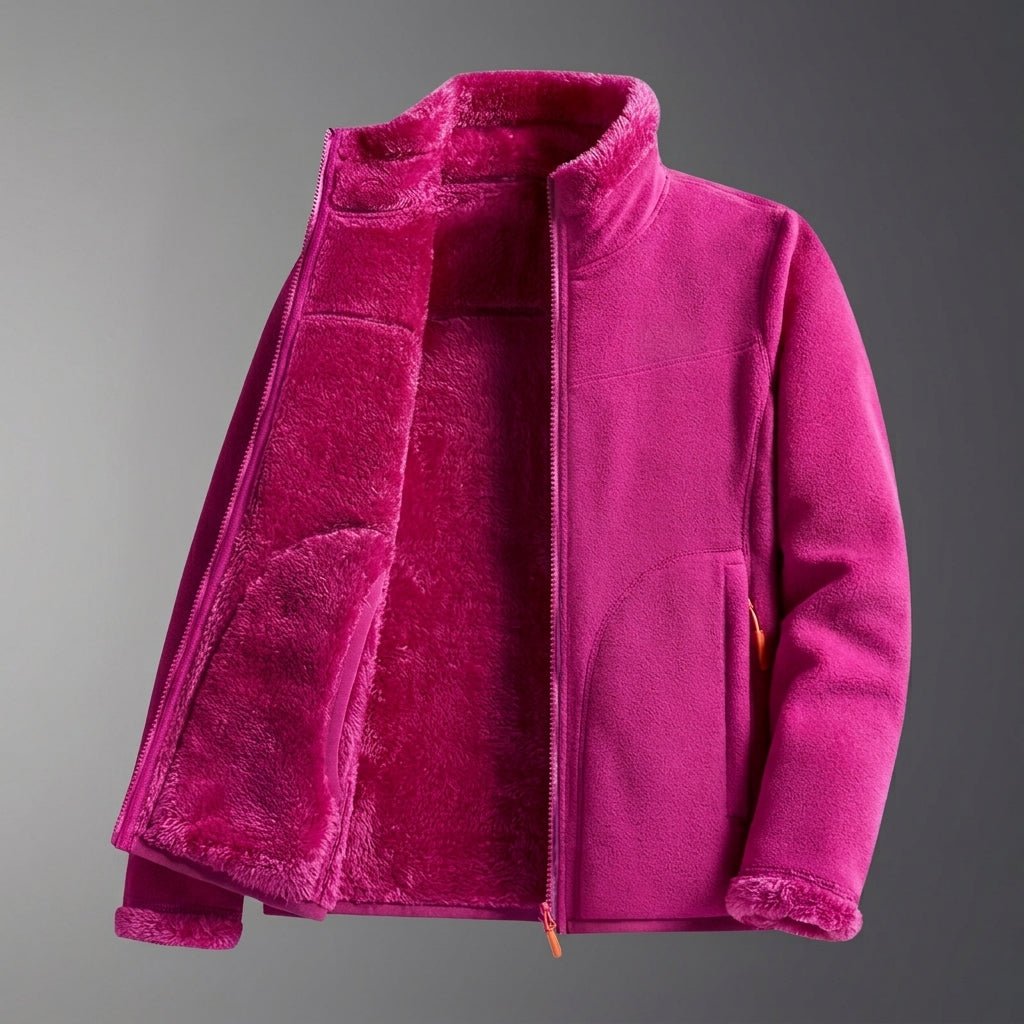 Women's Reversible Winter Jacket – Plush Zip-Up with Stand Collar - We are MFEO