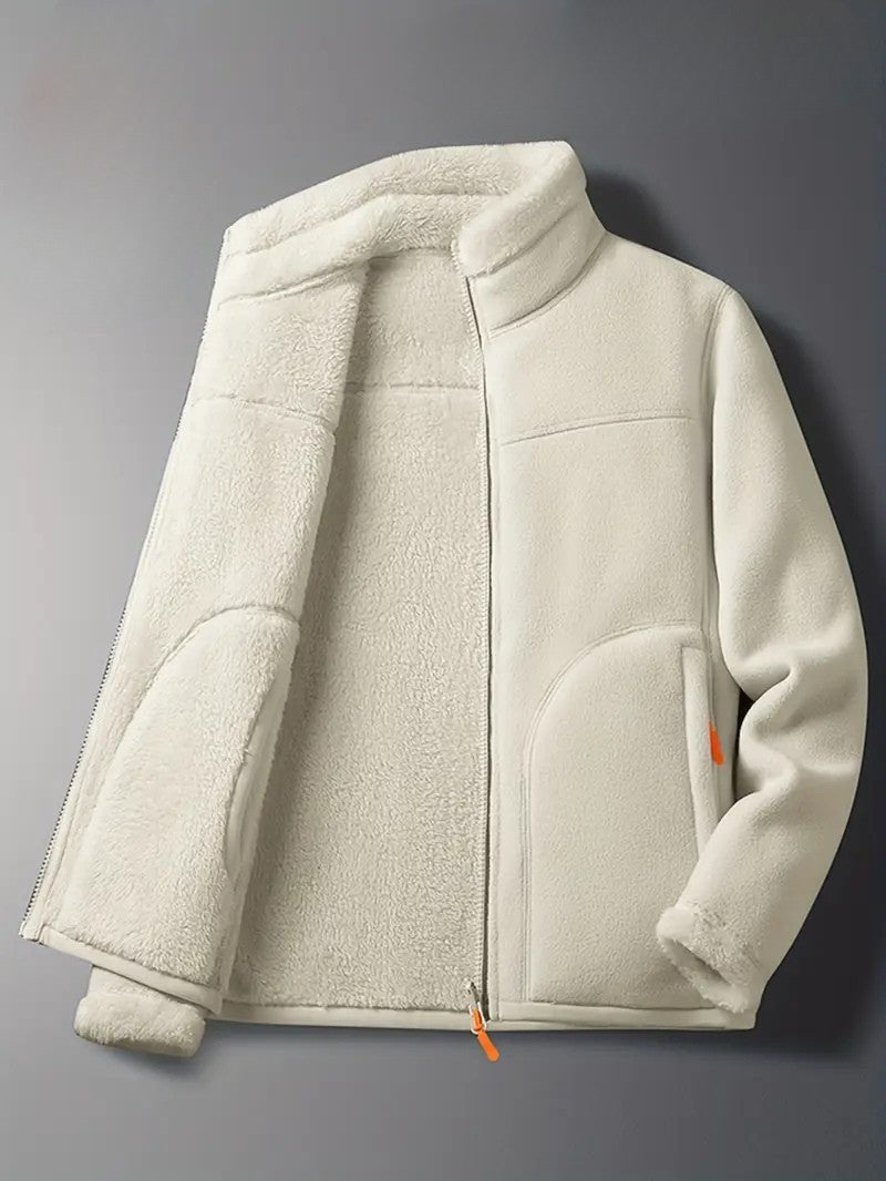 Women's Reversible Winter Jacket – Plush Zip-Up with Stand Collar - We are MFEO