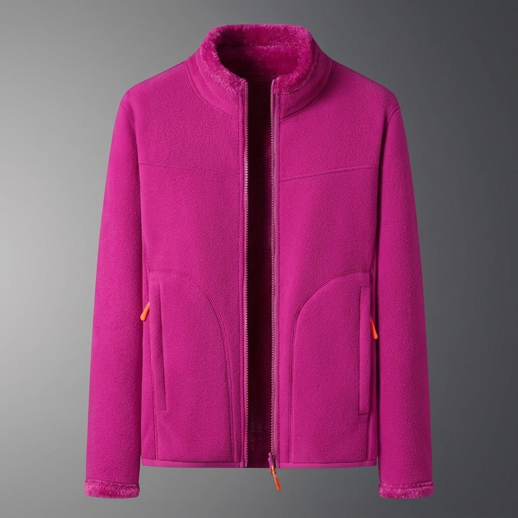 Women's Reversible Winter Jacket – Plush Zip-Up with Stand Collar - We are MFEO