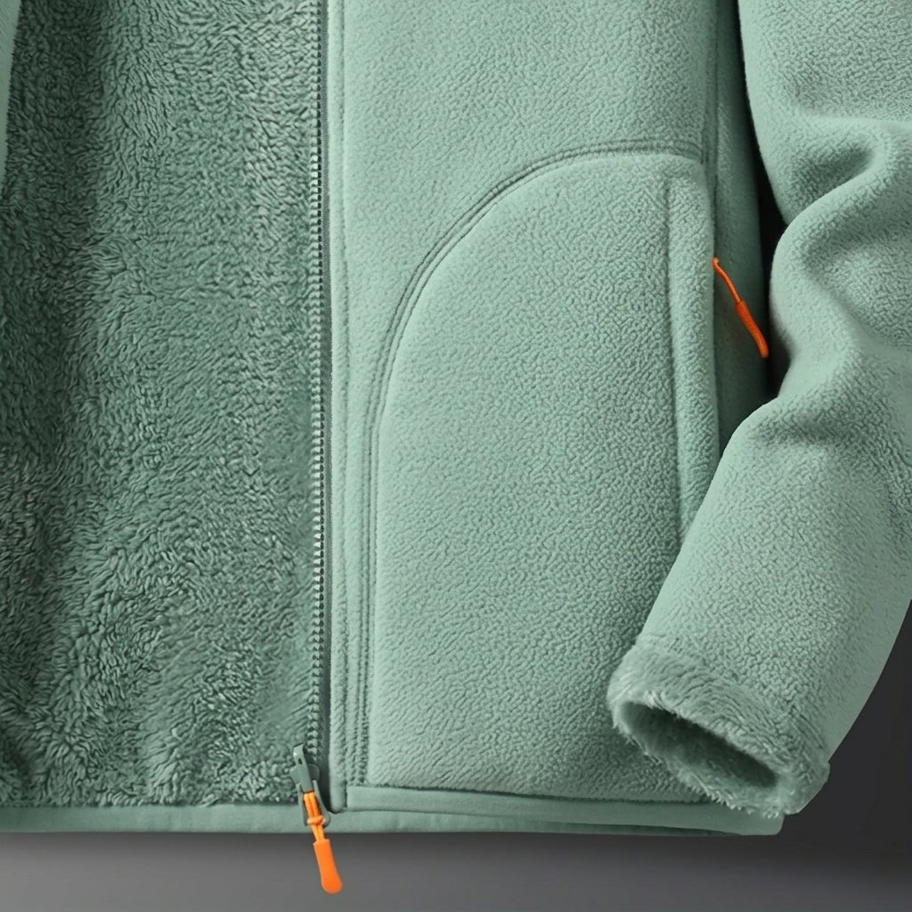 Women's Reversible Winter Jacket – Plush Zip-Up with Stand Collar - We are MFEO