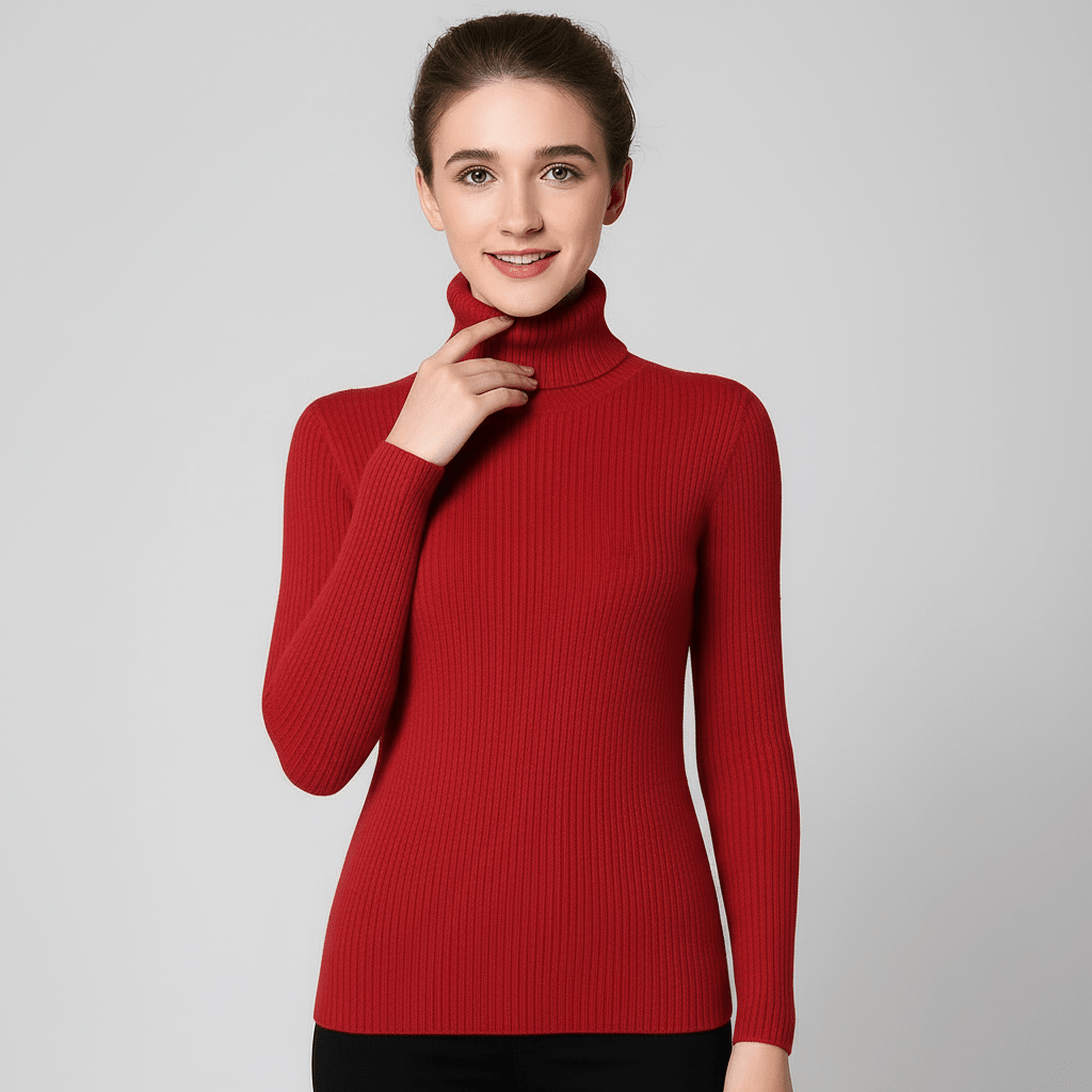 Women's Ribbed Turtleneck Sweater – Slim Fit for Autumn and Winter - We are MFEO