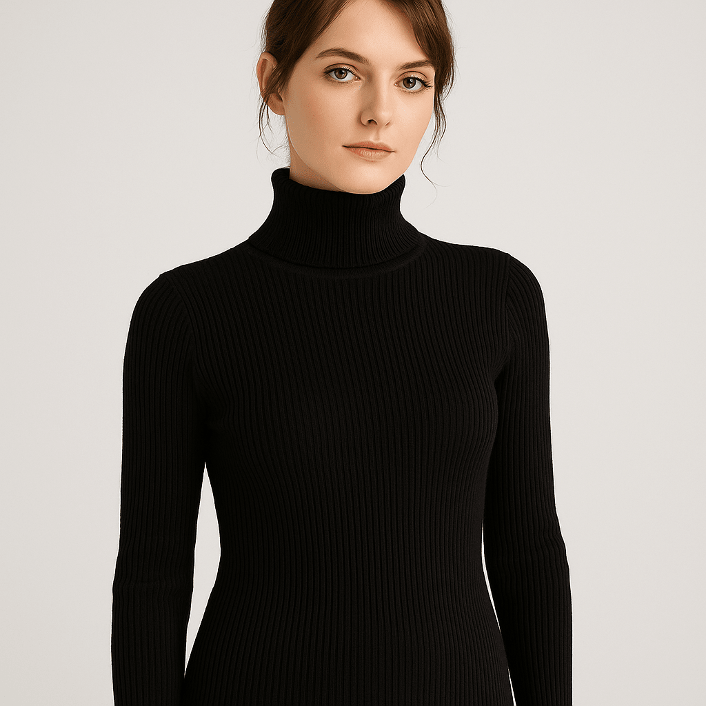 Women's Ribbed Turtleneck Sweater – Slim Fit for Autumn and Winter - We are MFEO