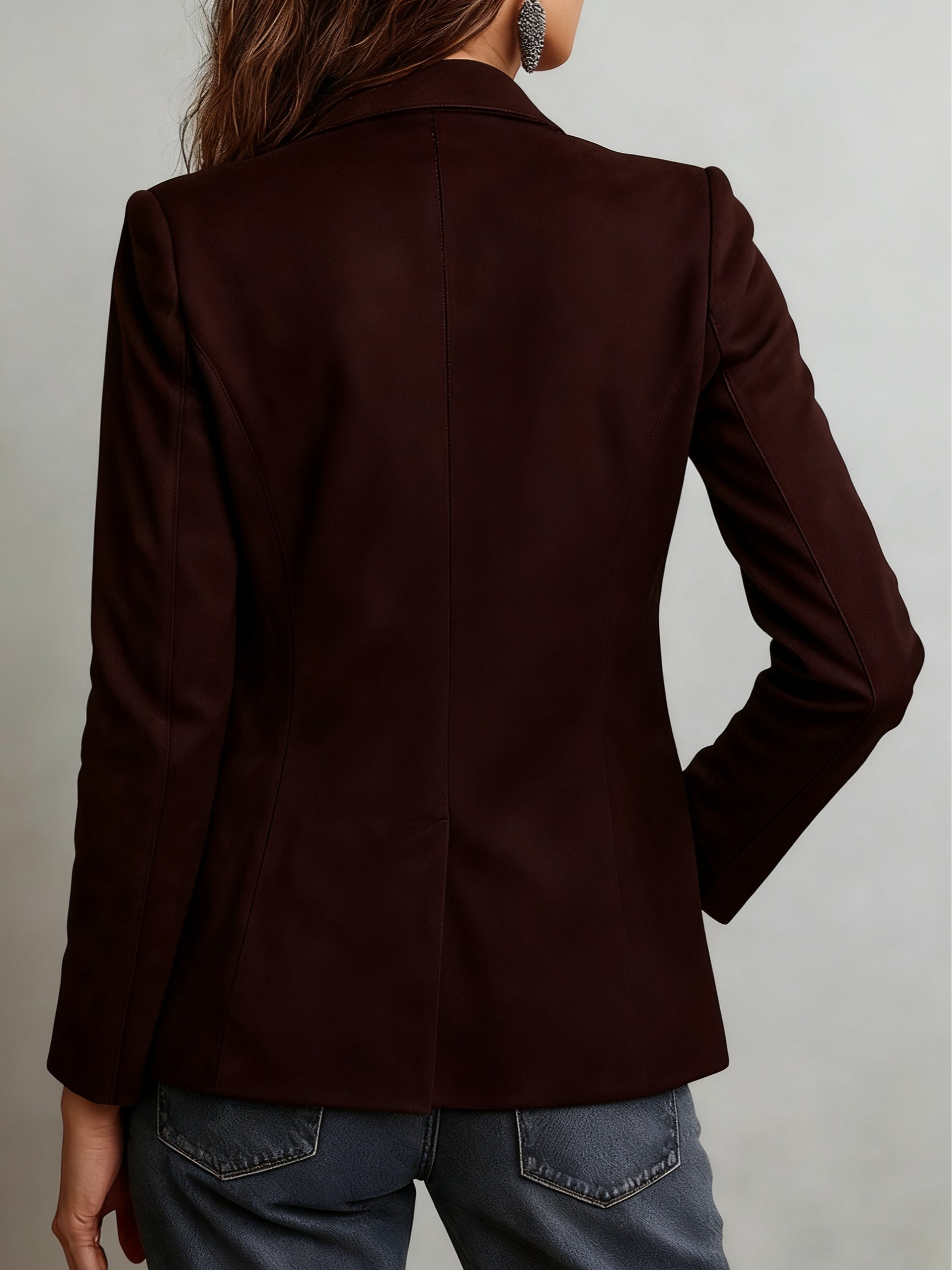 Women's Suede Blazer with Notched Lapel – Relaxed Fit with Functional Patch Pockets - We are MFEO