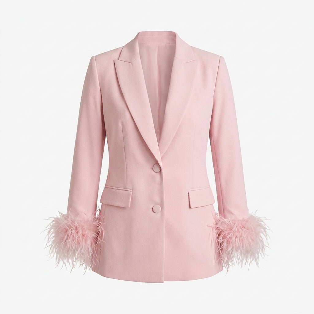 Women's Suit – Tailored Blazer with Feather Cuffs and Straight Leg Trousers - We are MFEO