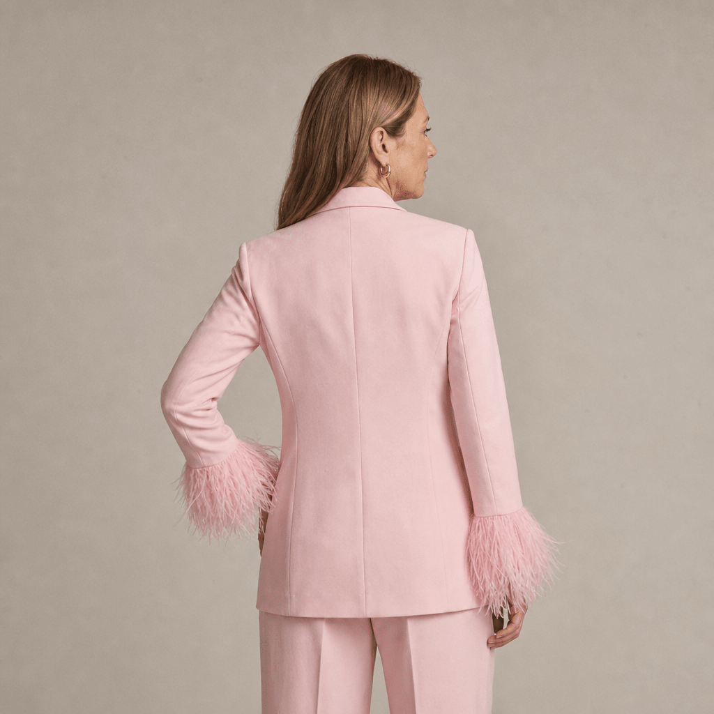 Women's Suit – Tailored Blazer with Feather Cuffs and Straight Leg Trousers - We are MFEO
