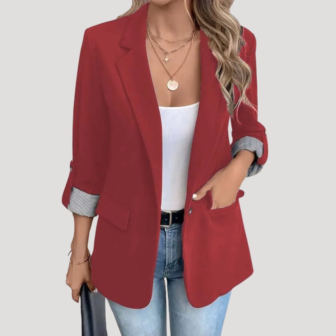 Women's Tailored Blazer – Classic Single-Breasted Design with Roll-Up Sleeves - We are MFEO