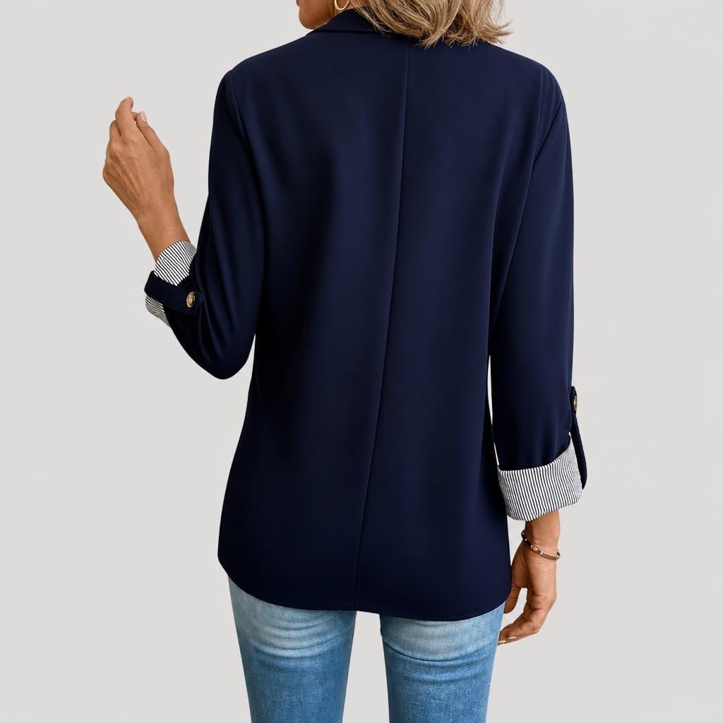 Women's Tailored Blazer – Classic Single-Breasted Design with Roll-Up Sleeves - We are MFEO