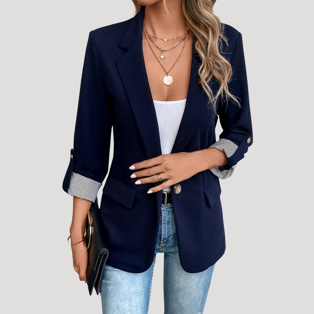Women's Tailored Blazer – Classic Single-Breasted Design with Roll-Up Sleeves - We are MFEO