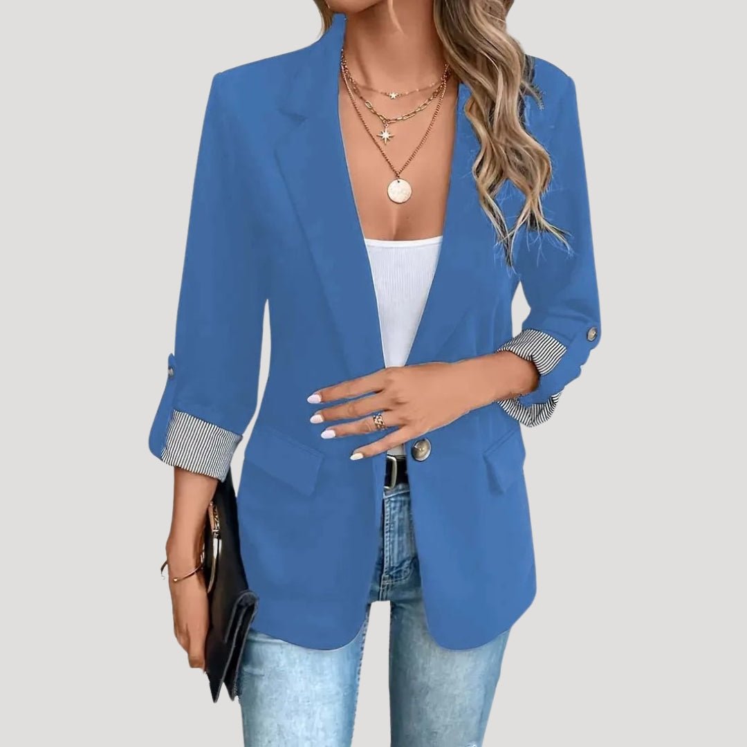 Women's Tailored Blazer – Classic Single-Breasted Design with Roll-Up Sleeves - We are MFEO