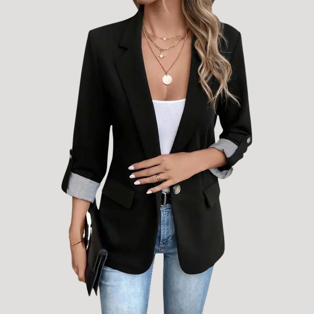 Women's Tailored Blazer – Classic Single-Breasted Design with Roll-Up Sleeves - We are MFEO
