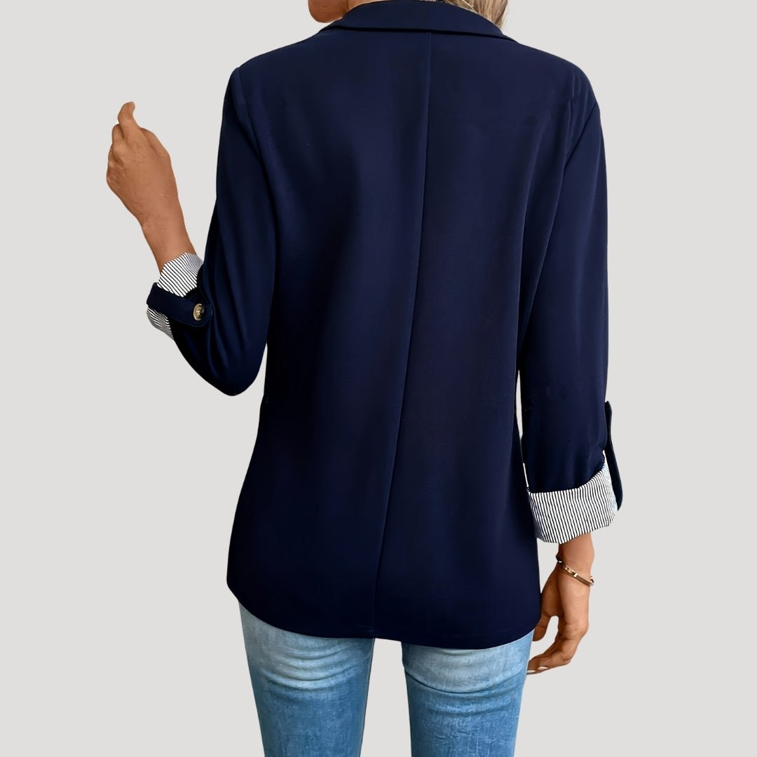 Women's Tailored Blazer – Classic Single-Breasted Design with Roll-Up Sleeves - We are MFEO