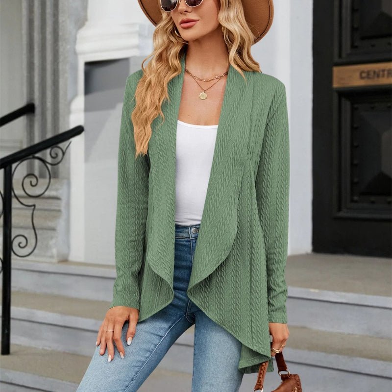 Women's Tailored Blazer with Draped Lapel – Open Front, Structured Shoulders - We are MFEO