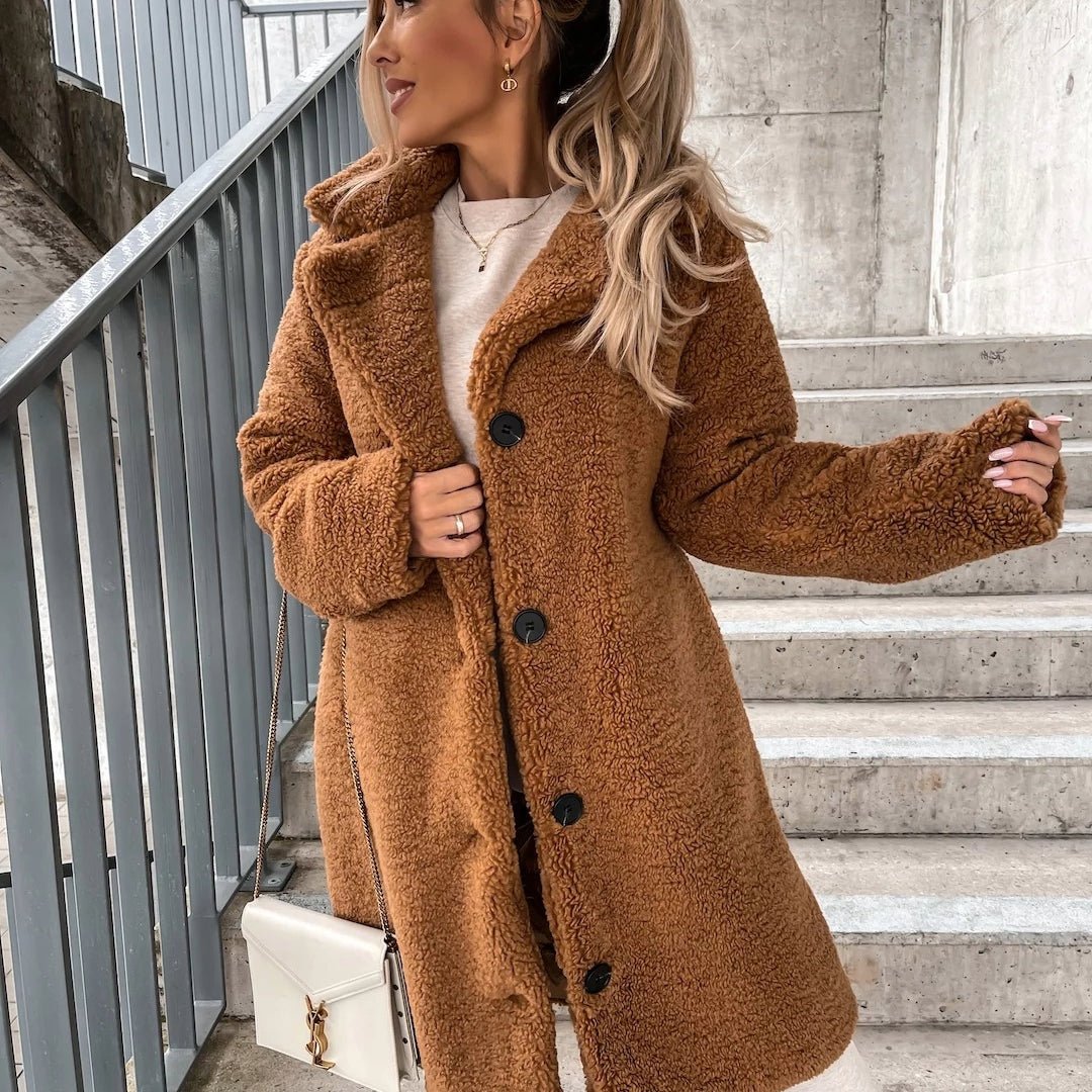 Women's Teddy Coat for Winter – Oversized Long Design with Button Closure - We are MFEO
