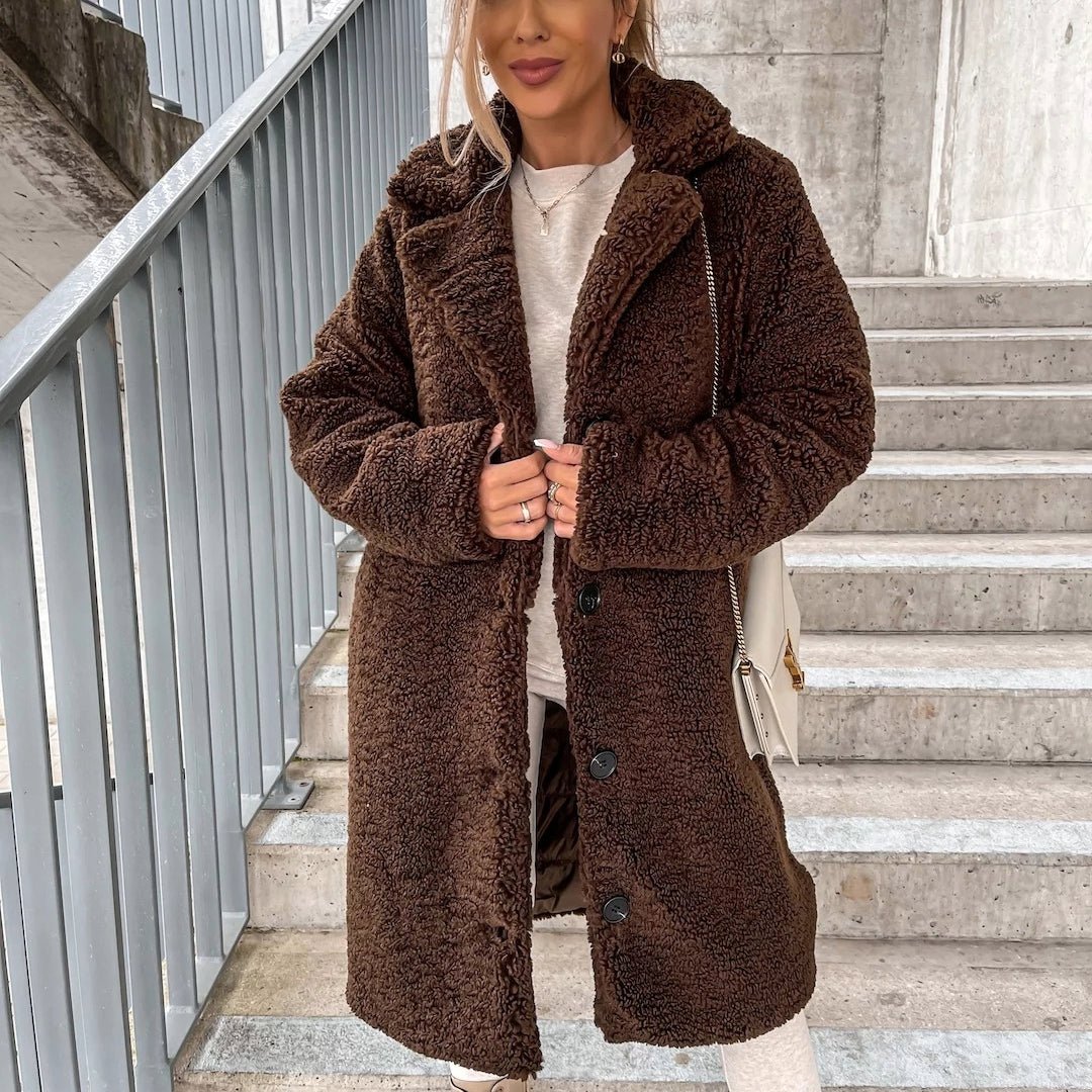 Women's Teddy Coat for Winter – Oversized Long Design with Button Closure - We are MFEO