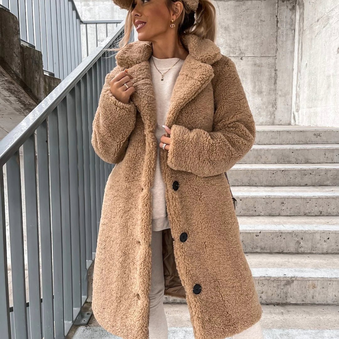 Women's Teddy Coat for Winter – Oversized Long Design with Button Closure - We are MFEO