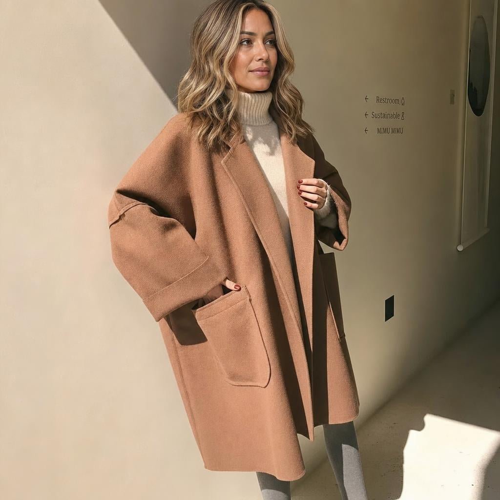 Women's Trench Coat for Winter – Oversized with Lapel Collar and Pockets - We are MFEO