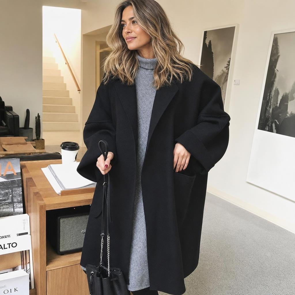 Women's Trench Coat for Winter – Oversized with Lapel Collar and Pockets - We are MFEO