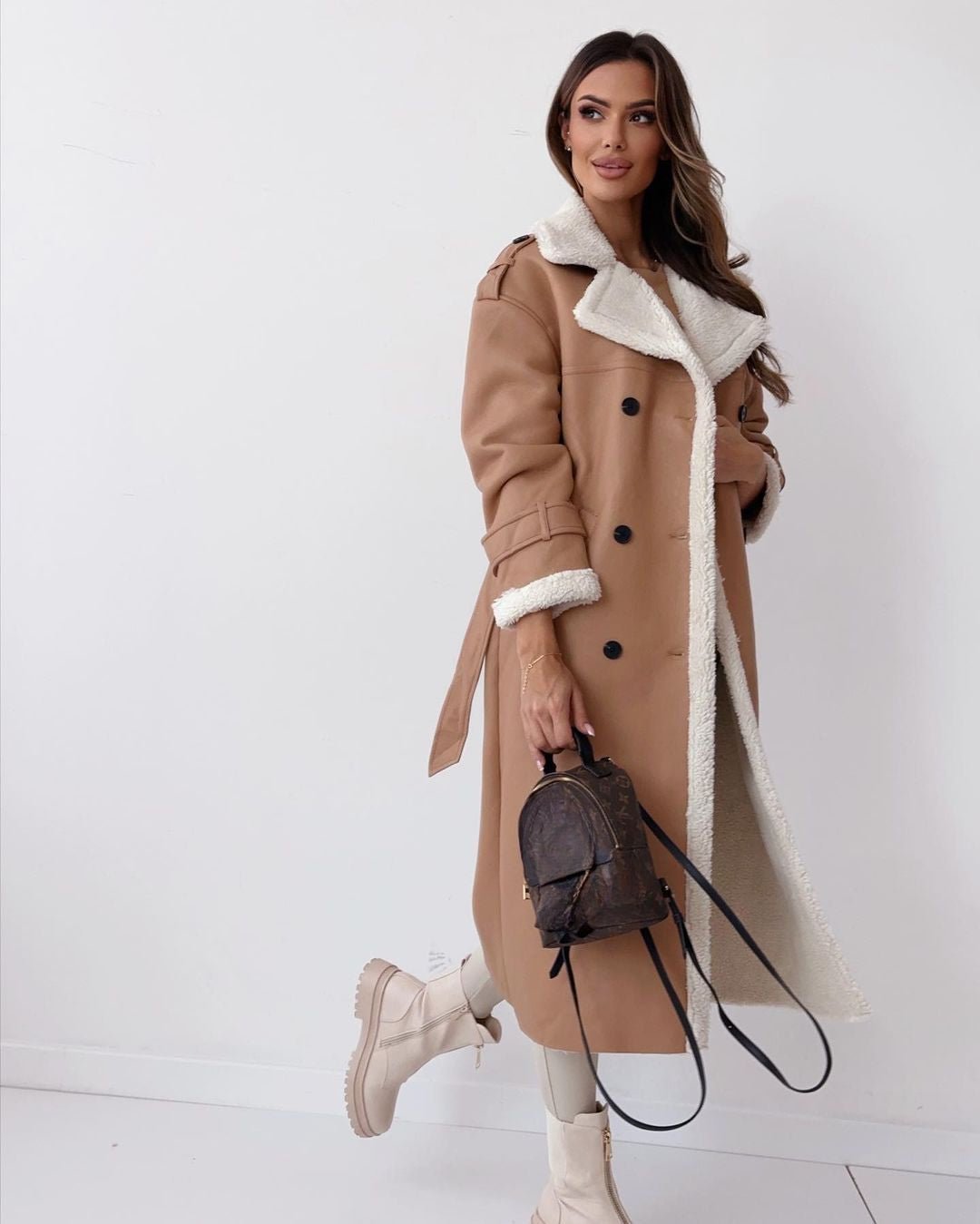 Women's Trench Coat for Winter – Oversized with Self-Tie Belt and Contrast Trim - We are MFEO