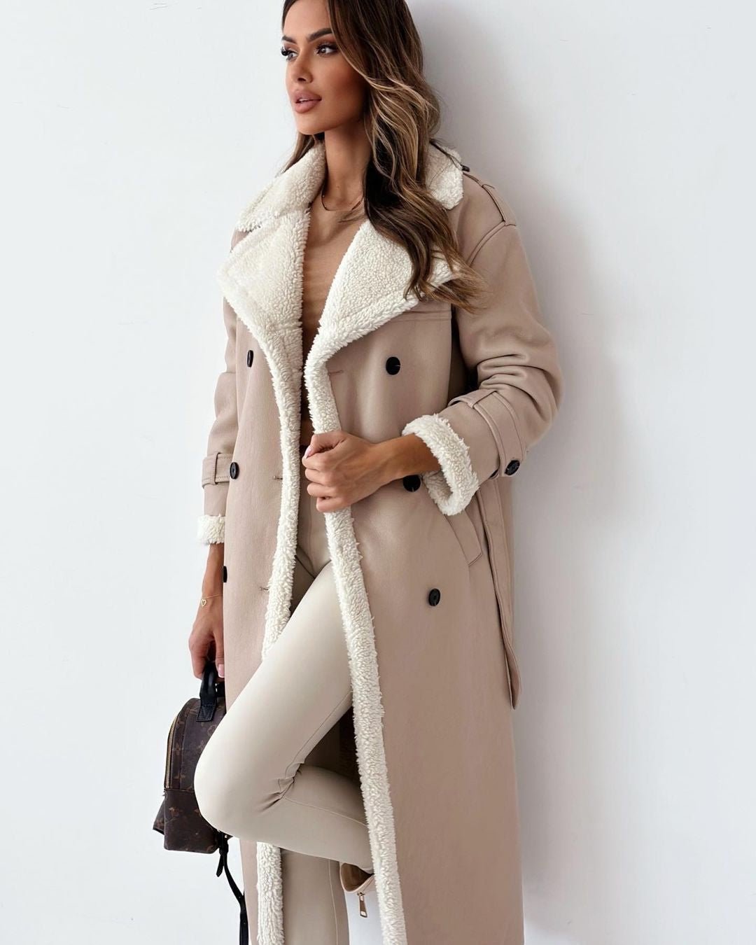 Women's Trench Coat for Winter – Oversized with Self-Tie Belt and Contrast Trim - We are MFEO