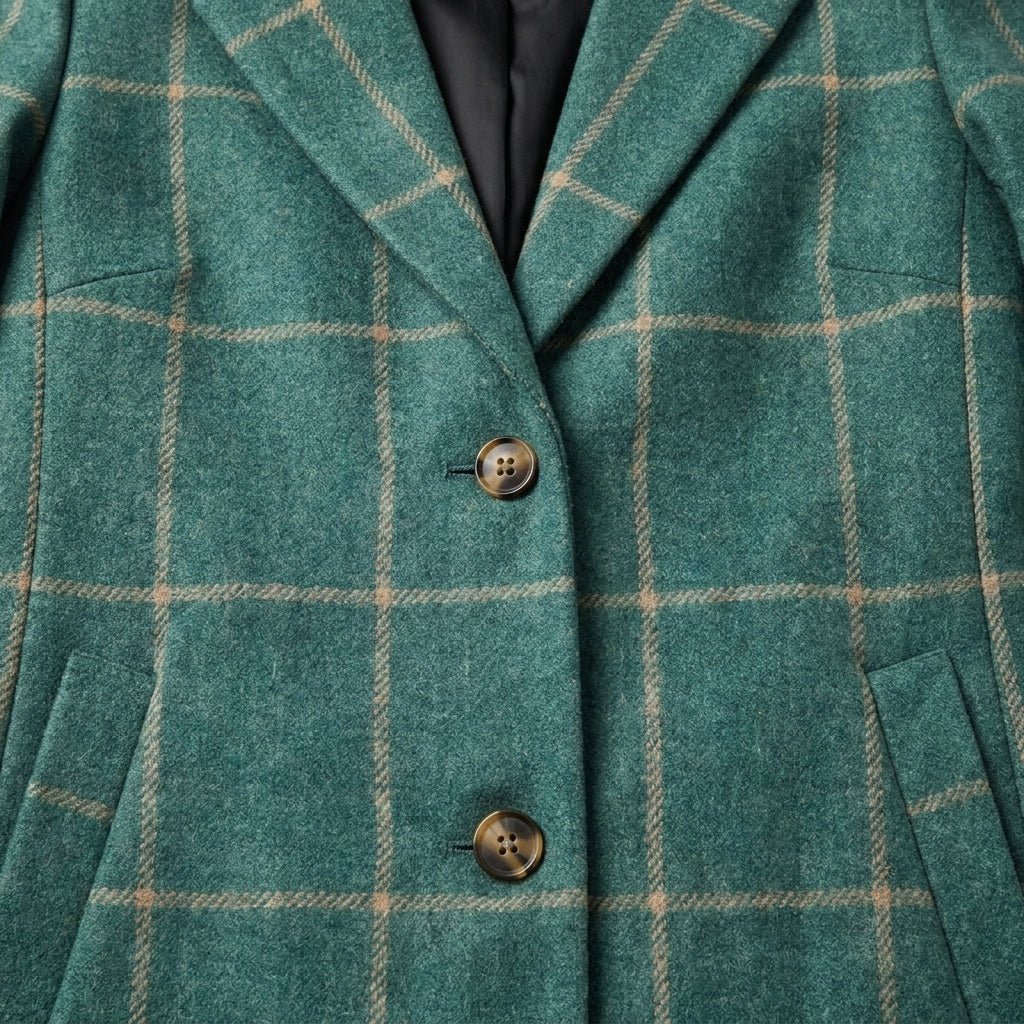 Women's Trench Coat – Long Checkered Design with Notched Lapel - We are MFEO