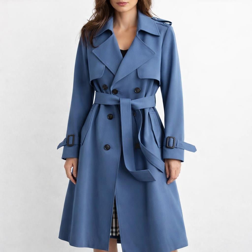 Women's Trench Coat – Longline Belted Design for Winter, Double Breasted Style - We are MFEO